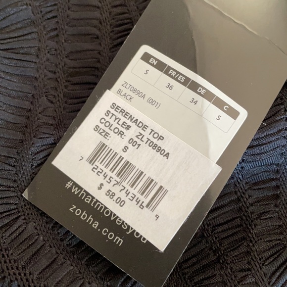 Brand New NWT Zobha Loose black Crop top criss cross back Small - Picture 3 of 5